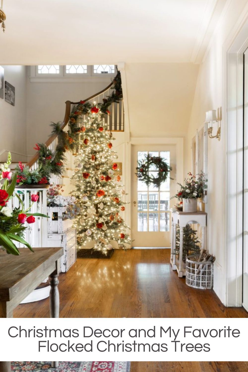 In my book A Home to Share, I featured our annual Christmas party decorated with flocked Christmas trees, wreaths, and garlands.
