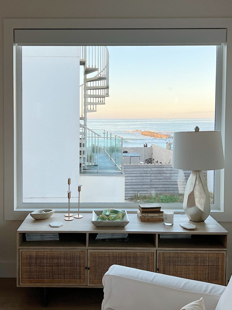 The large picture window at our beach house with an amazing view of the ocean.