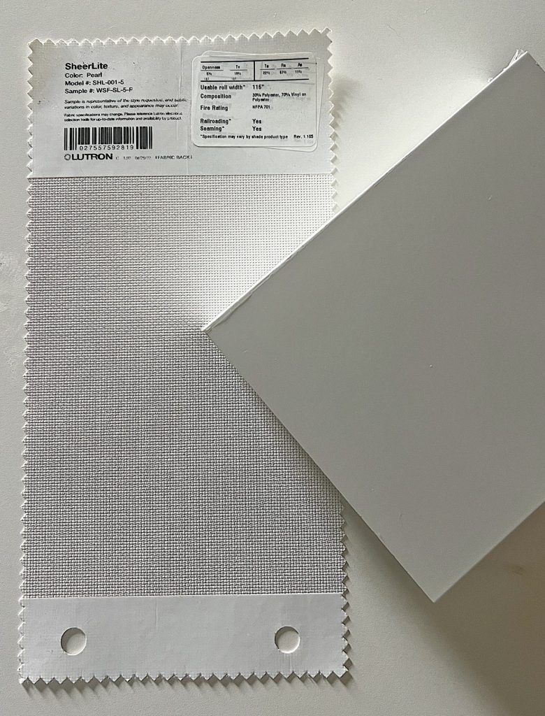 Samples for my new Lutron Serena Smart shades.