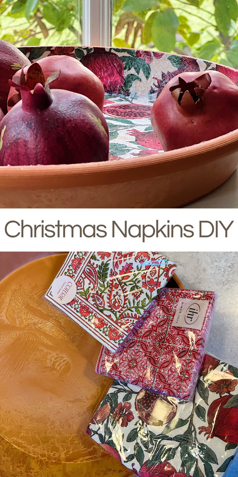 I love to use paper napkins for crafts and this Christmas Napkins DIY is one of my favorites. I transformed a terracotta pot!