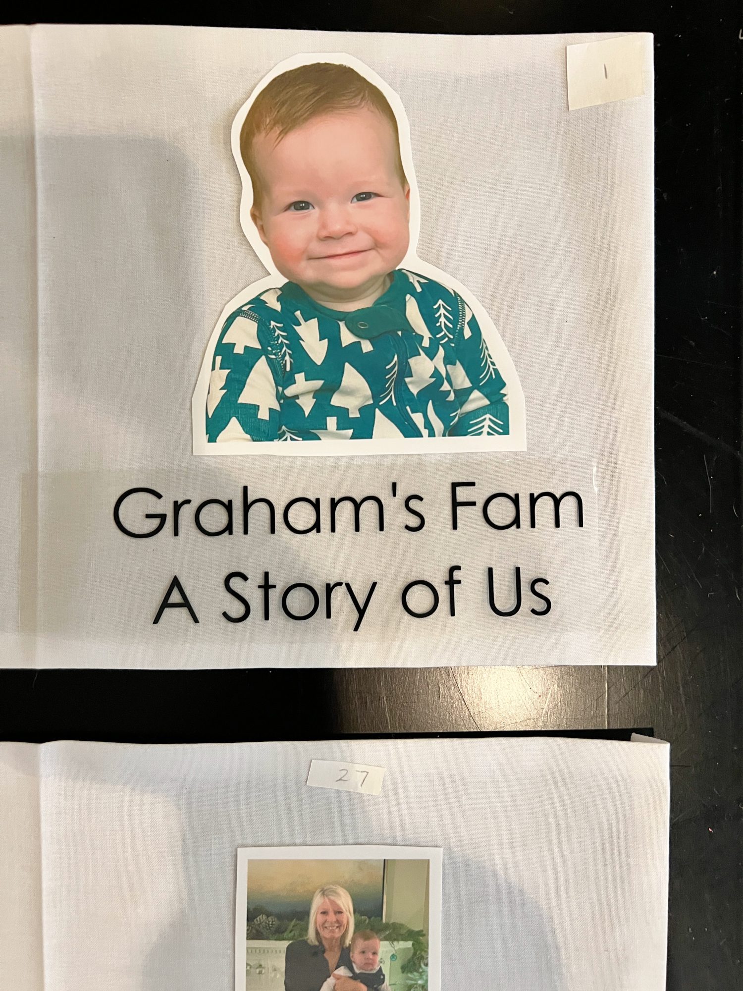 A handmade book for our grandson sharing eveyone in the family that loves him.