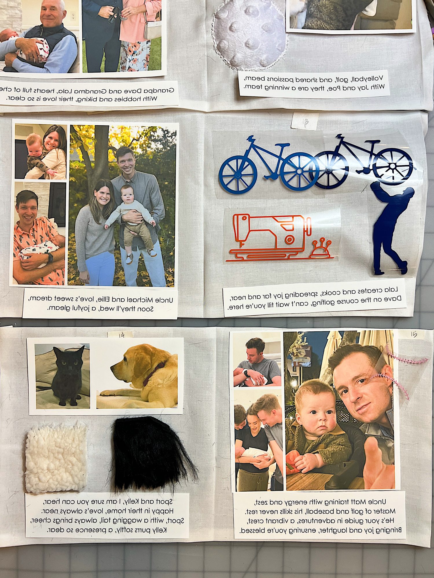A handmade book for our grandson sharing eveyone in the family that loves him.