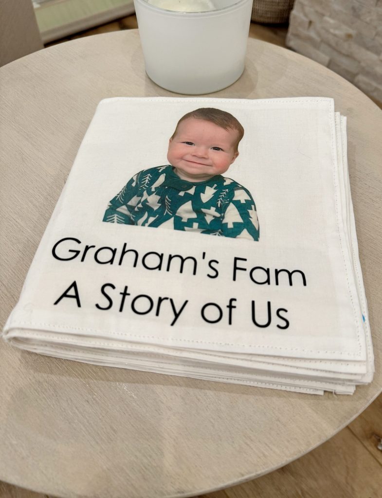 A handmade book for our grandson sharing eveyone in the family that loves him.