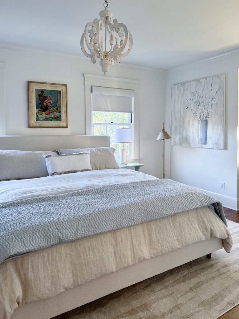 A bedroom makeover from two queens to a king and how to make the room well suited for guests.