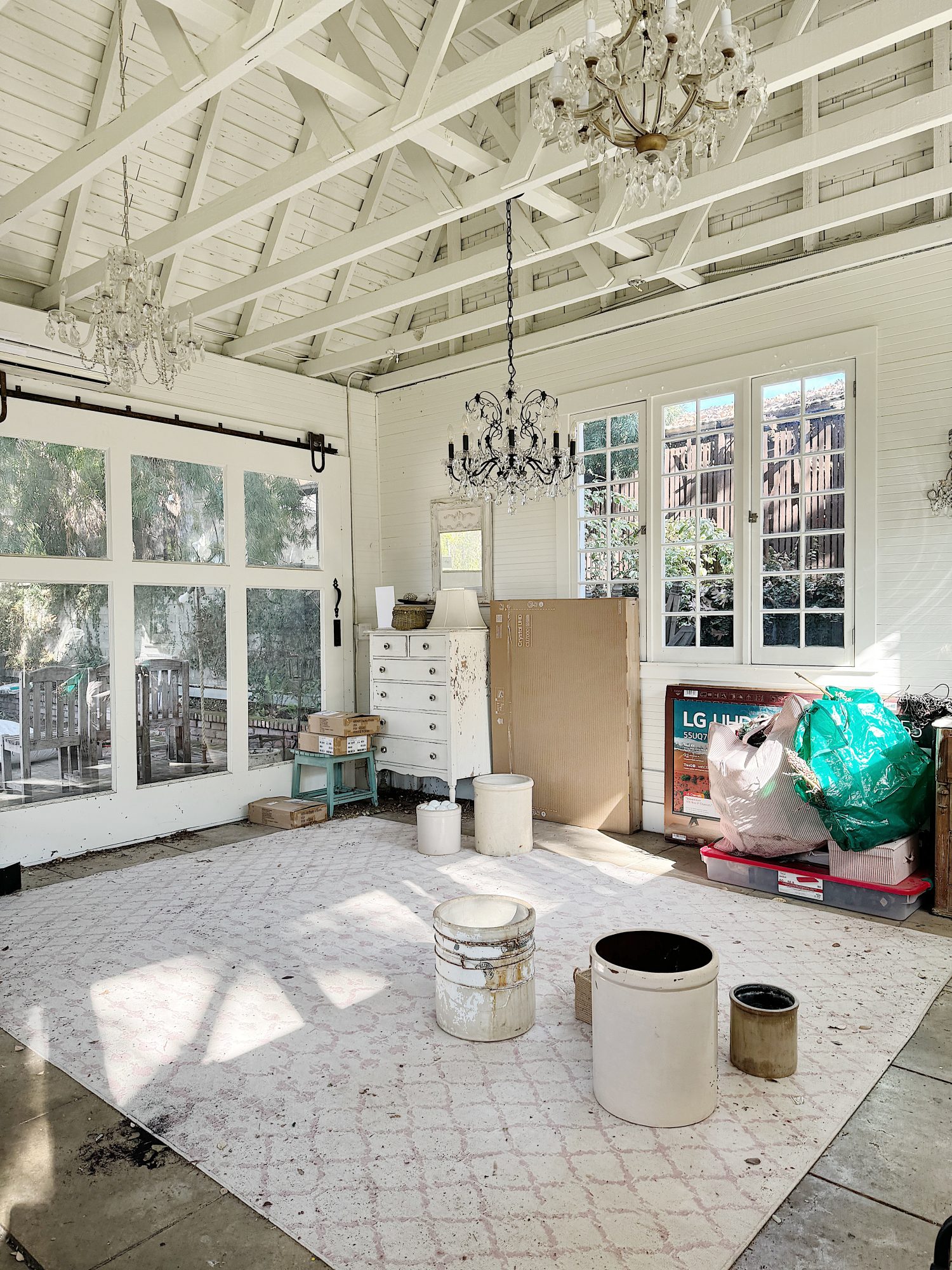 The Carriage House shortly after the big sale. It still needs lots of cleaning.