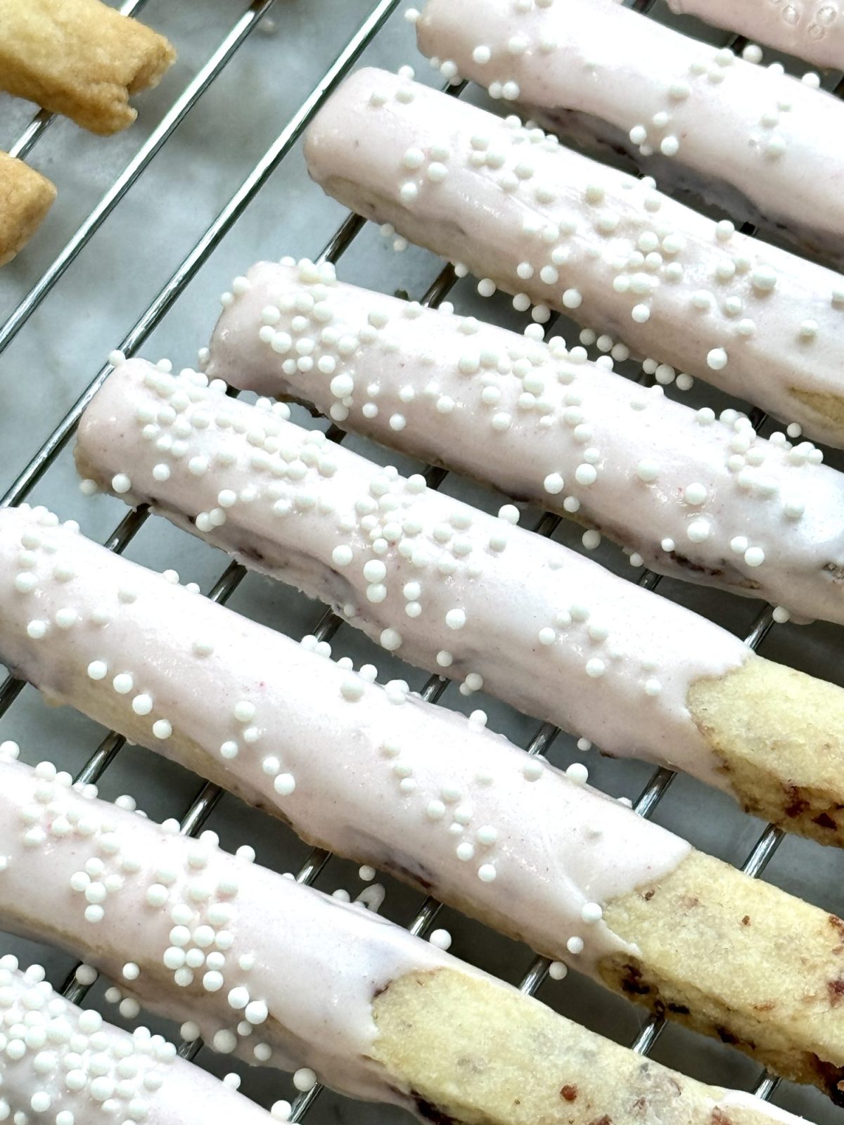 How to make three types of Valentine's Cookie Sticks with shortbread dough.