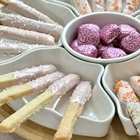 How to make three types of Valentine's Cookie Sticks with shortbread dough.