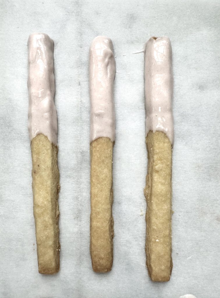 How to make three types of Valentine's Cookie Sticks with shortbread dough.