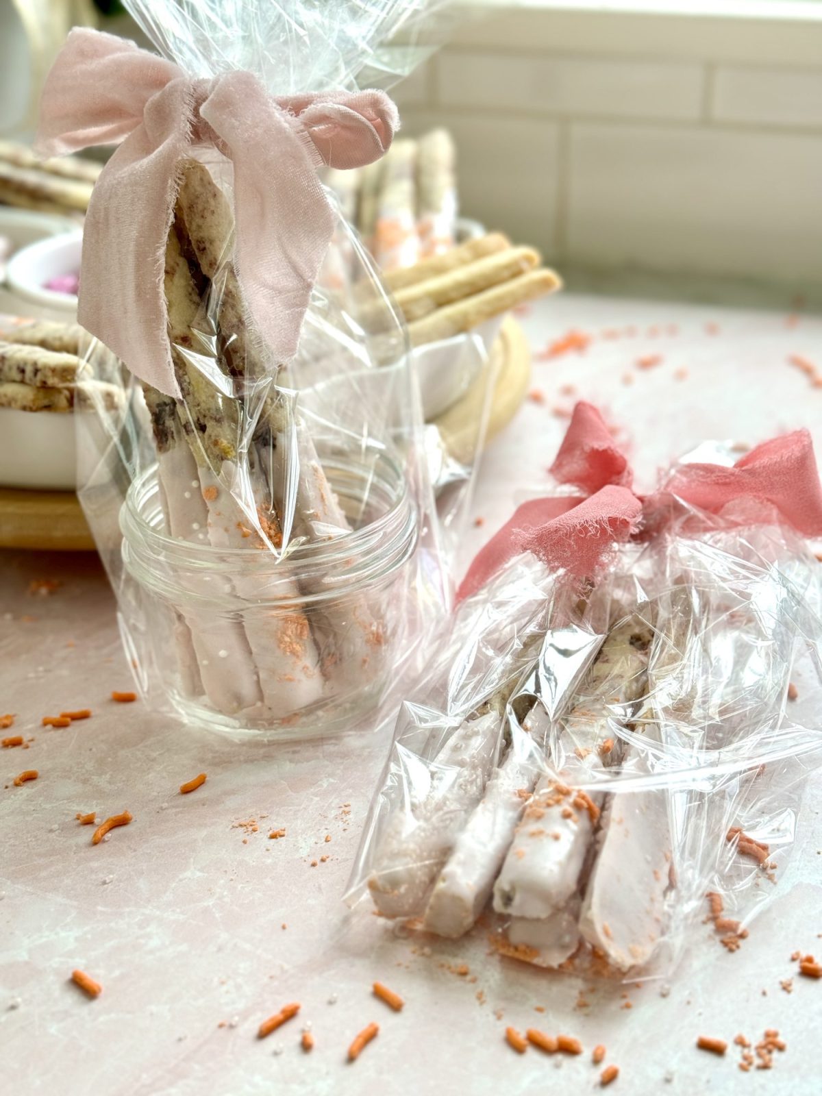 How to make three types of Valentine's Cookie Sticks with shortbread dough.