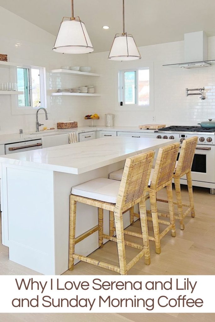 Our beach house kitchen with the Serena and Lily Balboa counter stools.