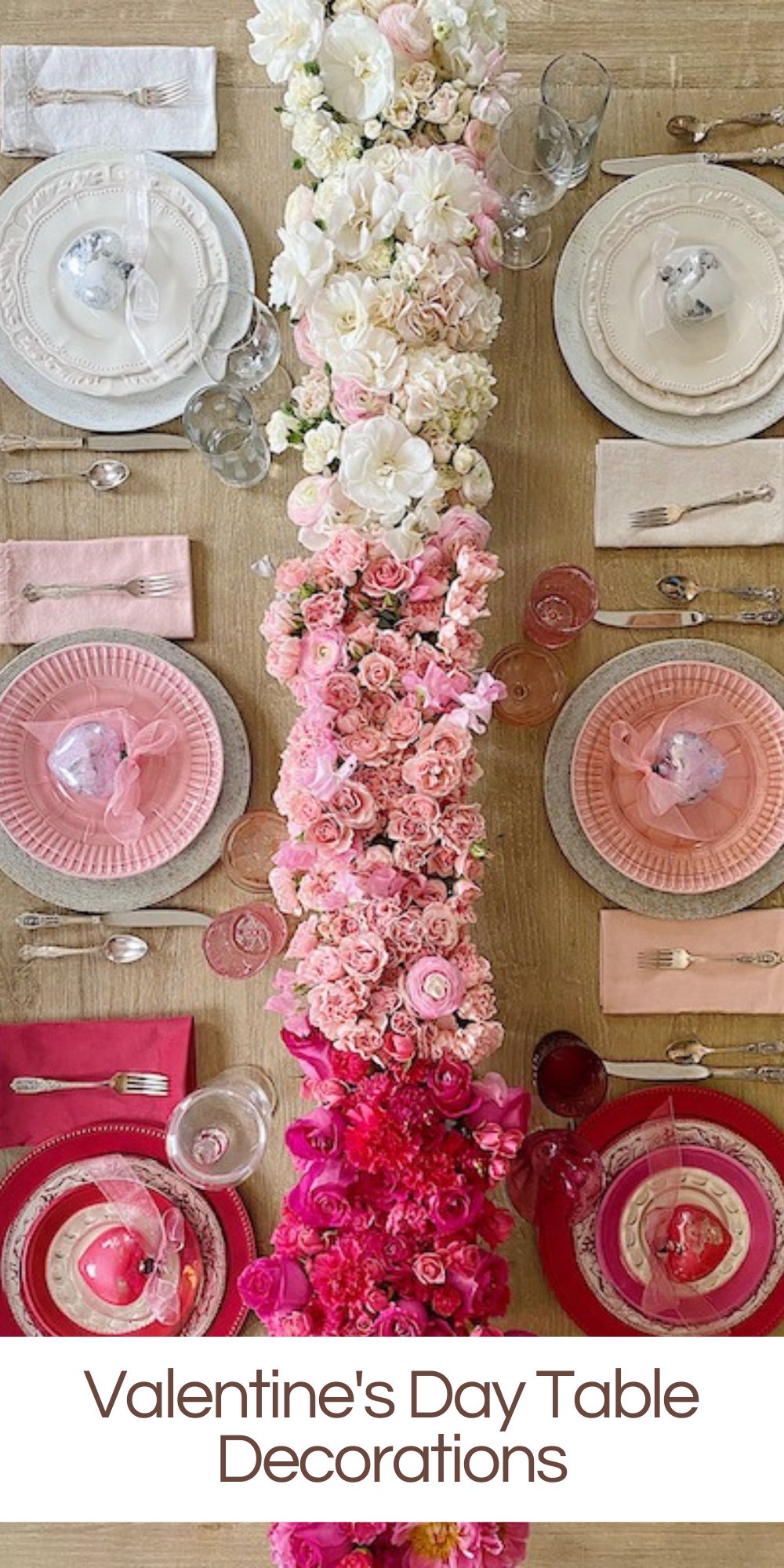 I love color and I am obsessed with this table creation. I created my first ombré table to use as Valentine's Day Table Decorations. 