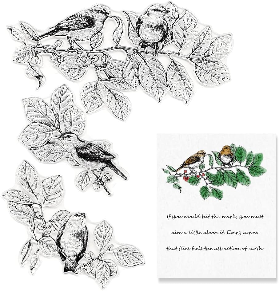 Black and white illustrations of birds perched on leafy branches are shown next to a colored drawing of two birds on a branch, alongside a quote about aiming high—perfect inspiration for a charming fall table runner.