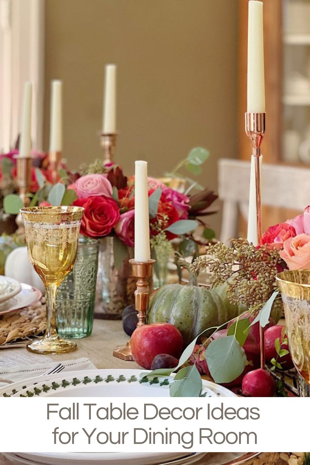 I love transforming our dining room from summer to fall. I can't wait to share the fresh and faux fall table decor items I used!