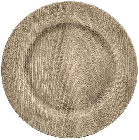 A round wooden plate with a natural grain pattern, perfect for showcasing your Friendsgiving ideas.