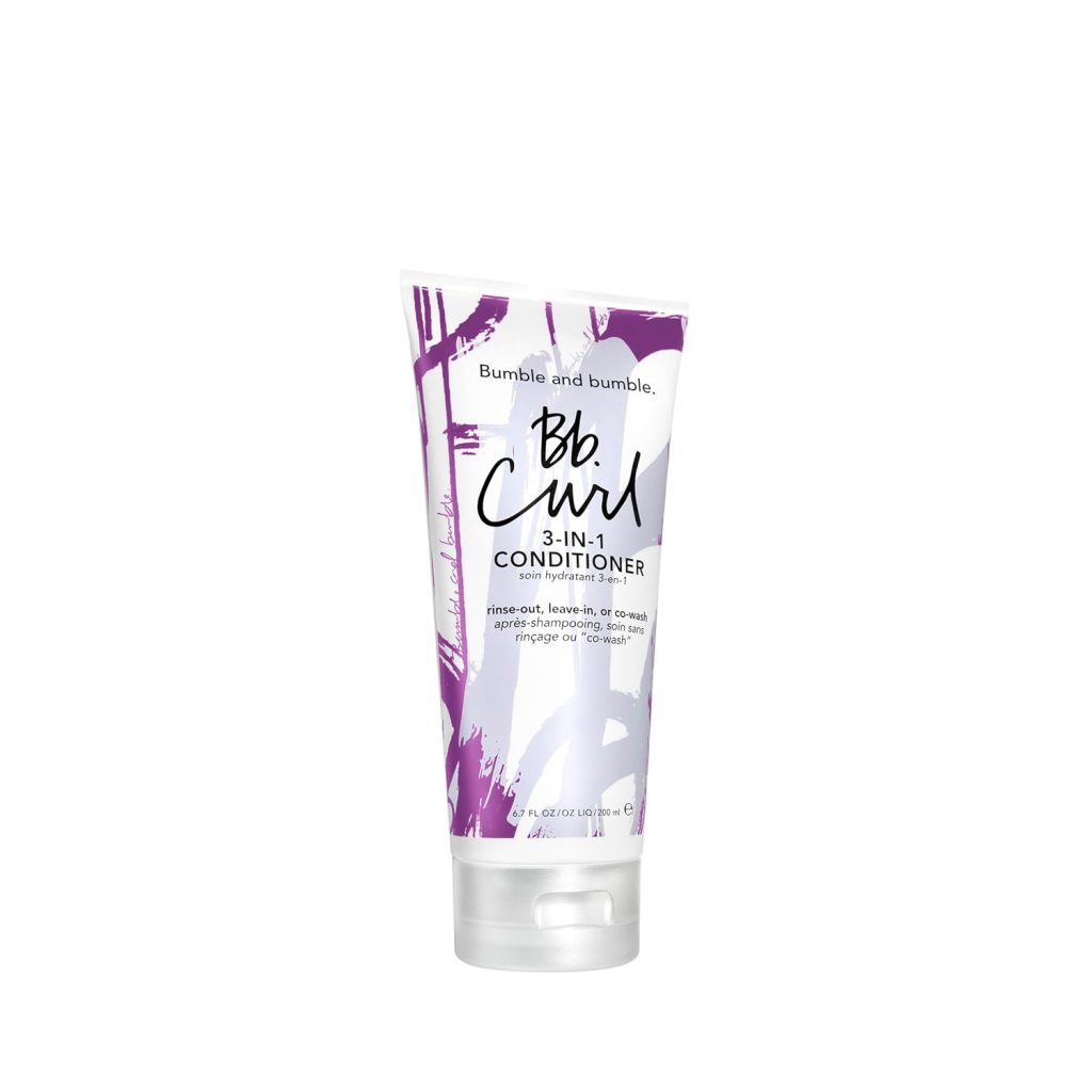 A tube of Bumble and bumble BB Curl 3-in-1 Conditioner with a purple abstract design on the packaging, available for quick delivery through Amazon Prime.