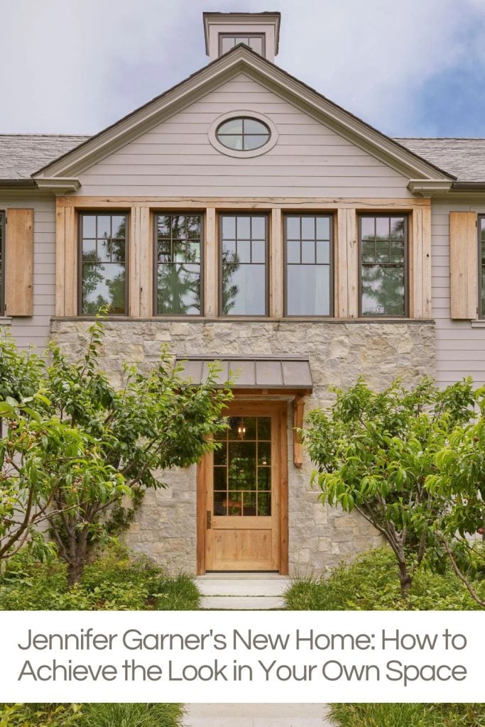 A modern two-story house with a stone facade and wooden accents, surrounded by greenery.