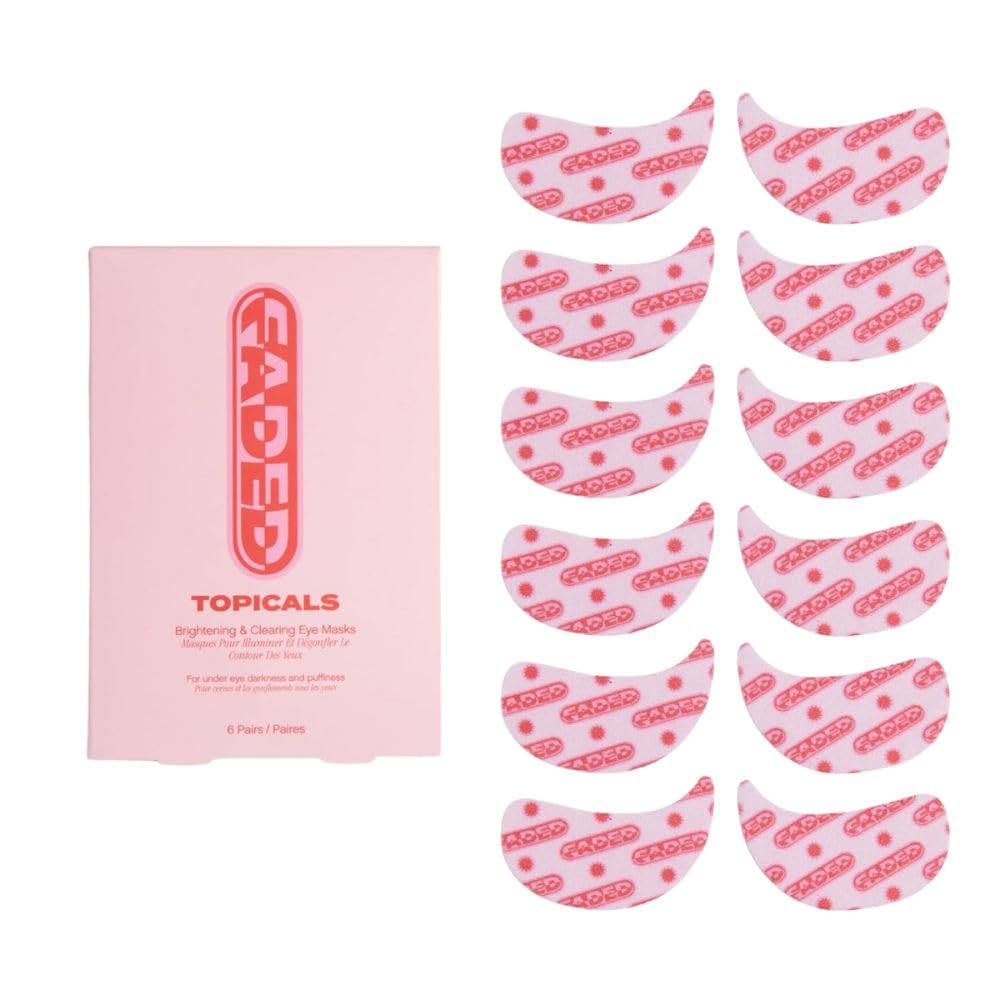 A pink box labeled "Faded," featuring ten printed eye masks in a chevron pattern, sits ready for Black Friday shoppers.