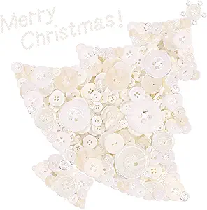 This charming button craft features a white dove shape cleverly composed of buttons, with "Merry Christmas!" elegantly scripted above.