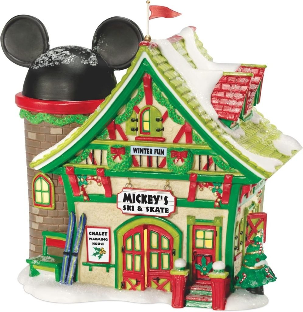 A colorful, snowy miniature of "Mickey's Ski & Skate" chalet, featuring a building shaped like a Mickey Mouse hat, is the perfect Black Friday find for collectors.