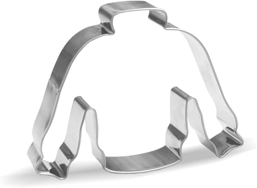 Stainless steel cookie cutter shaped like an animal with a trunk.