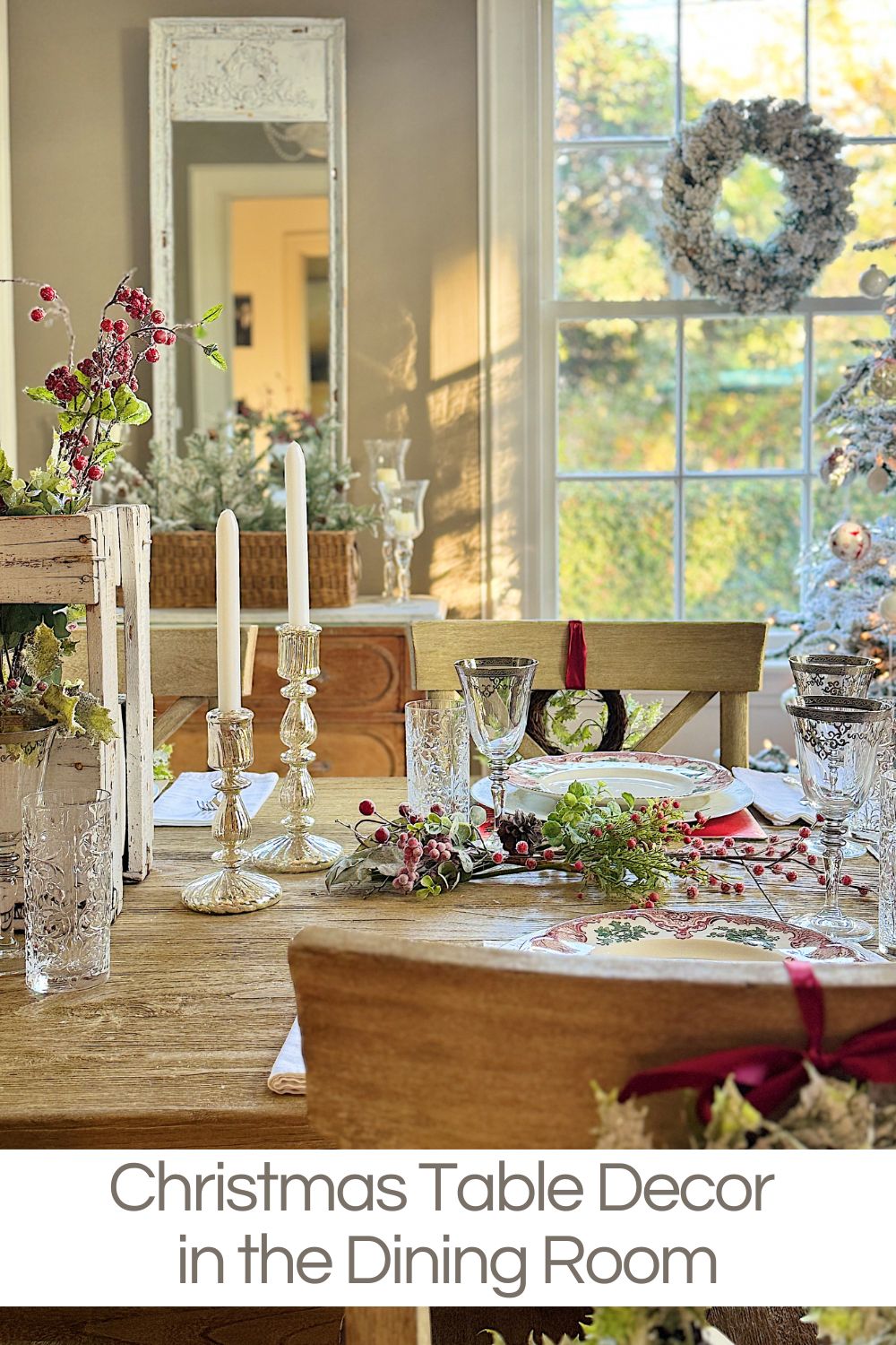 Our dining room is one of my favorite spaces to decorate with Christmas table decor because our family and friends gather here to share meals, laughter, and holiday traditions.