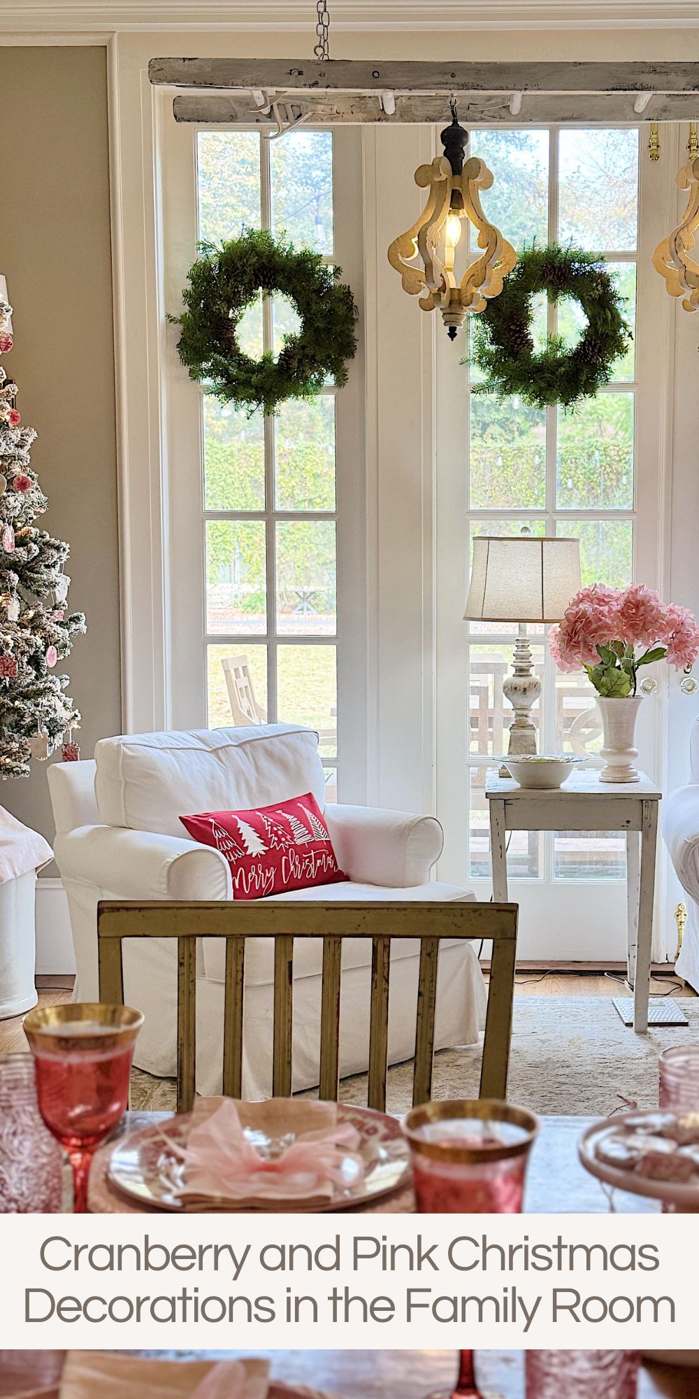 Decorating for Christmas is one of my favorite parts of the holiday season, and this year, I brought a fresh twist to our family room decor with cranberry and pink Christmas decorations.