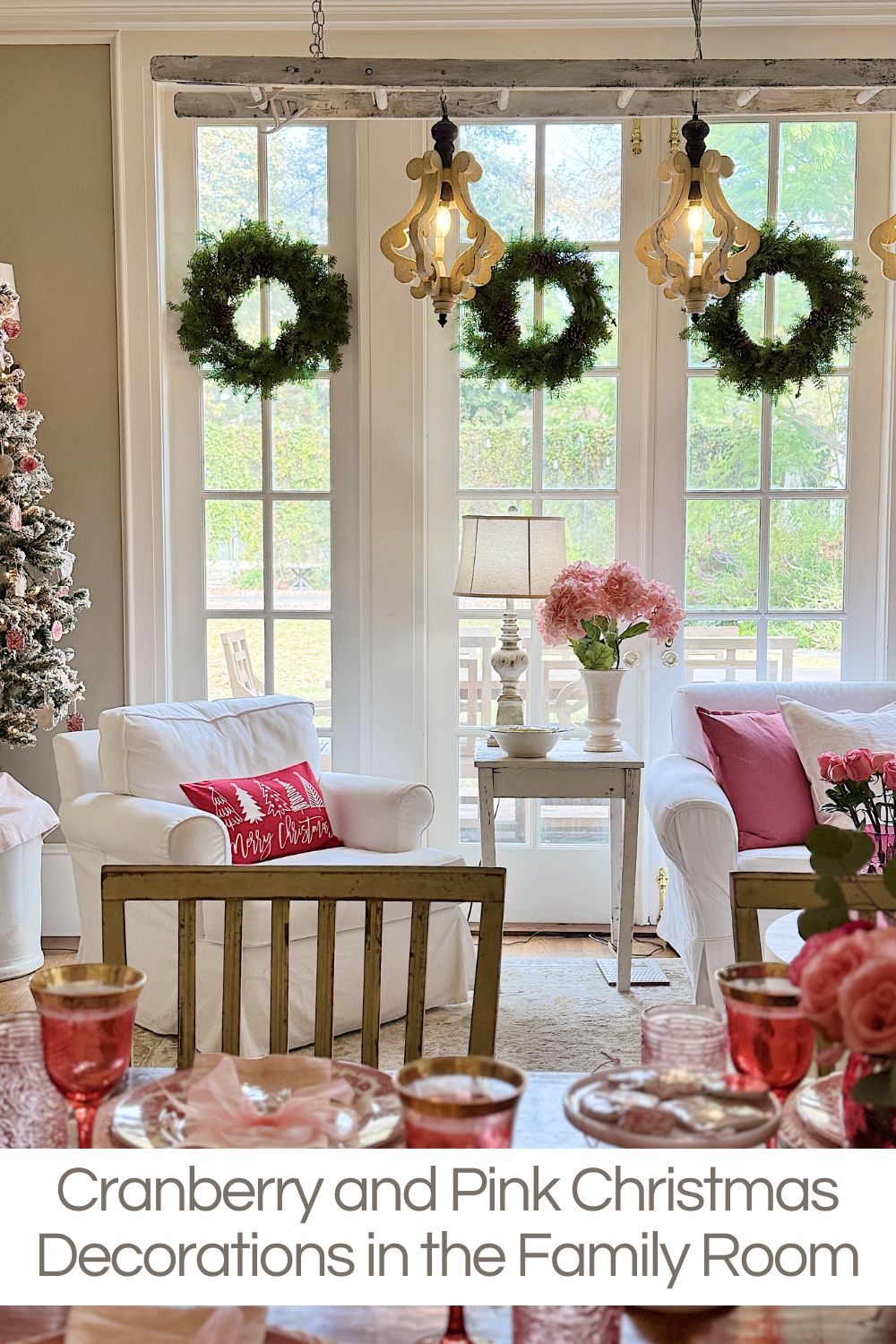 Decorating for Christmas is one of my favorite parts of the holiday season, and this year, I brought a fresh twist to our family room decor with cranberry and pink Christmas decorations.