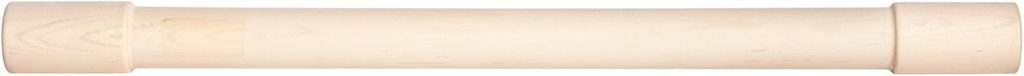 A plain, cylindrical wooden rolling pin with no handles, viewed from the side&mdash;perfect for preparing Valentine's Day Sugar Cookies.