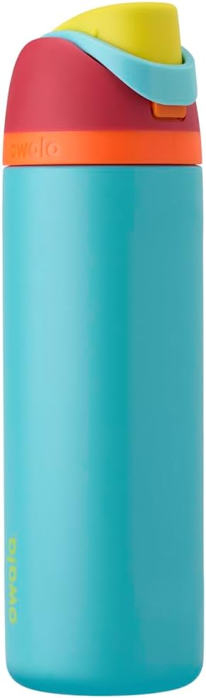 A blue water bottle with a yellow spout, red and orange lid accents, and the word &ldquo;DIOMO&rdquo; printed on the side&mdash;perfect for staying hydrated during The Best Amazon Prime Day 2025 Deals - Day Four.