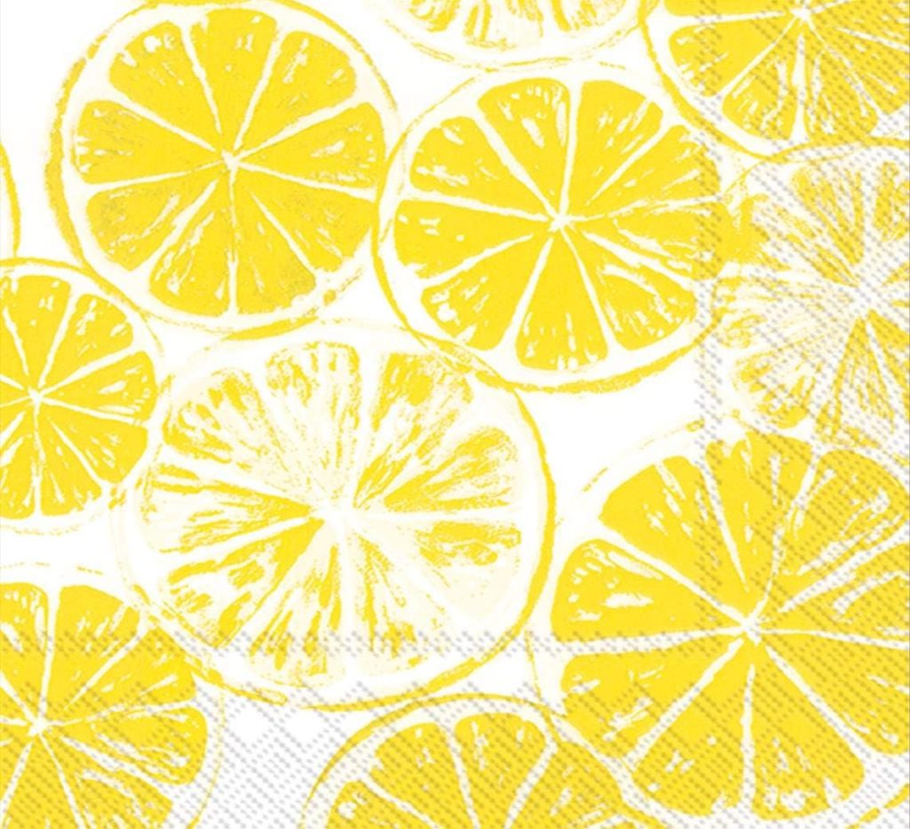 A pattern of yellow lemon slices is illustrated on a white background, some with a textured, sketch-like appearance—perfect for inspiring creative crafts projects.