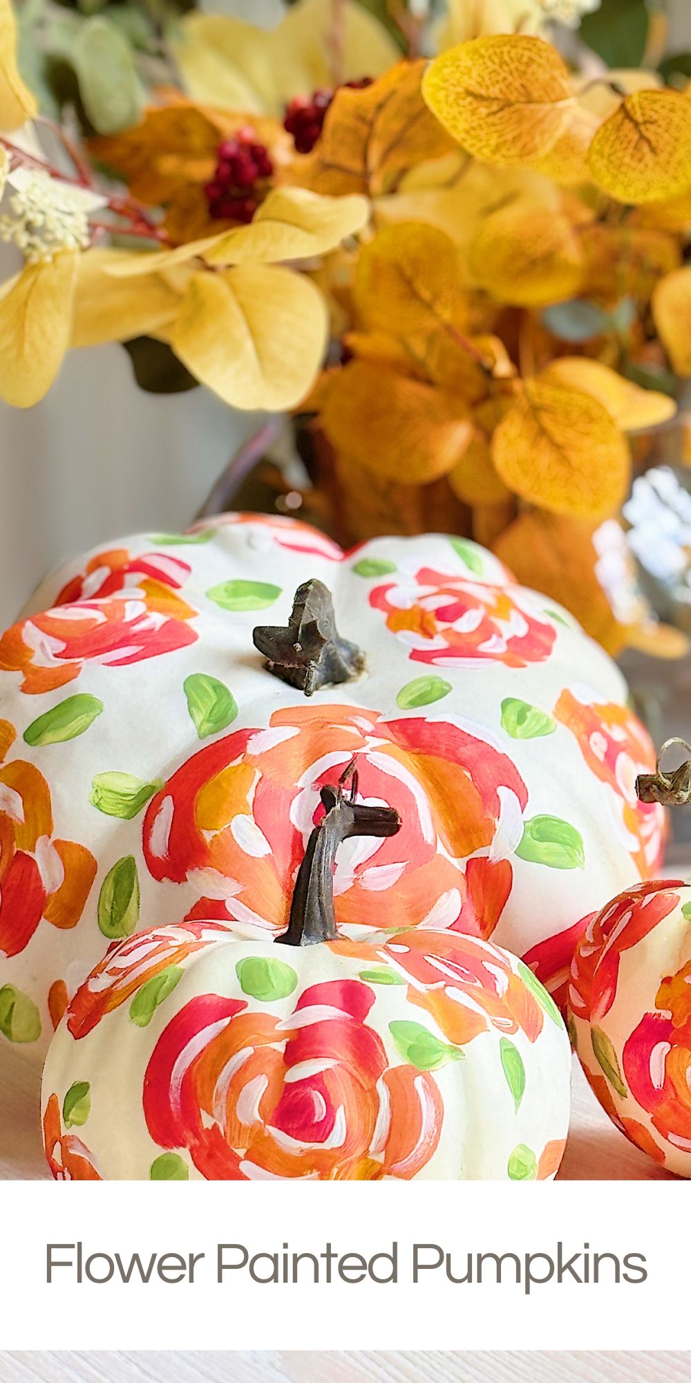 Every fall, I try to come up with a new pumpkin craft to add a special touch to our seasonal decor. So I decorated some old pumpkins and created rose-painted pumpkins.