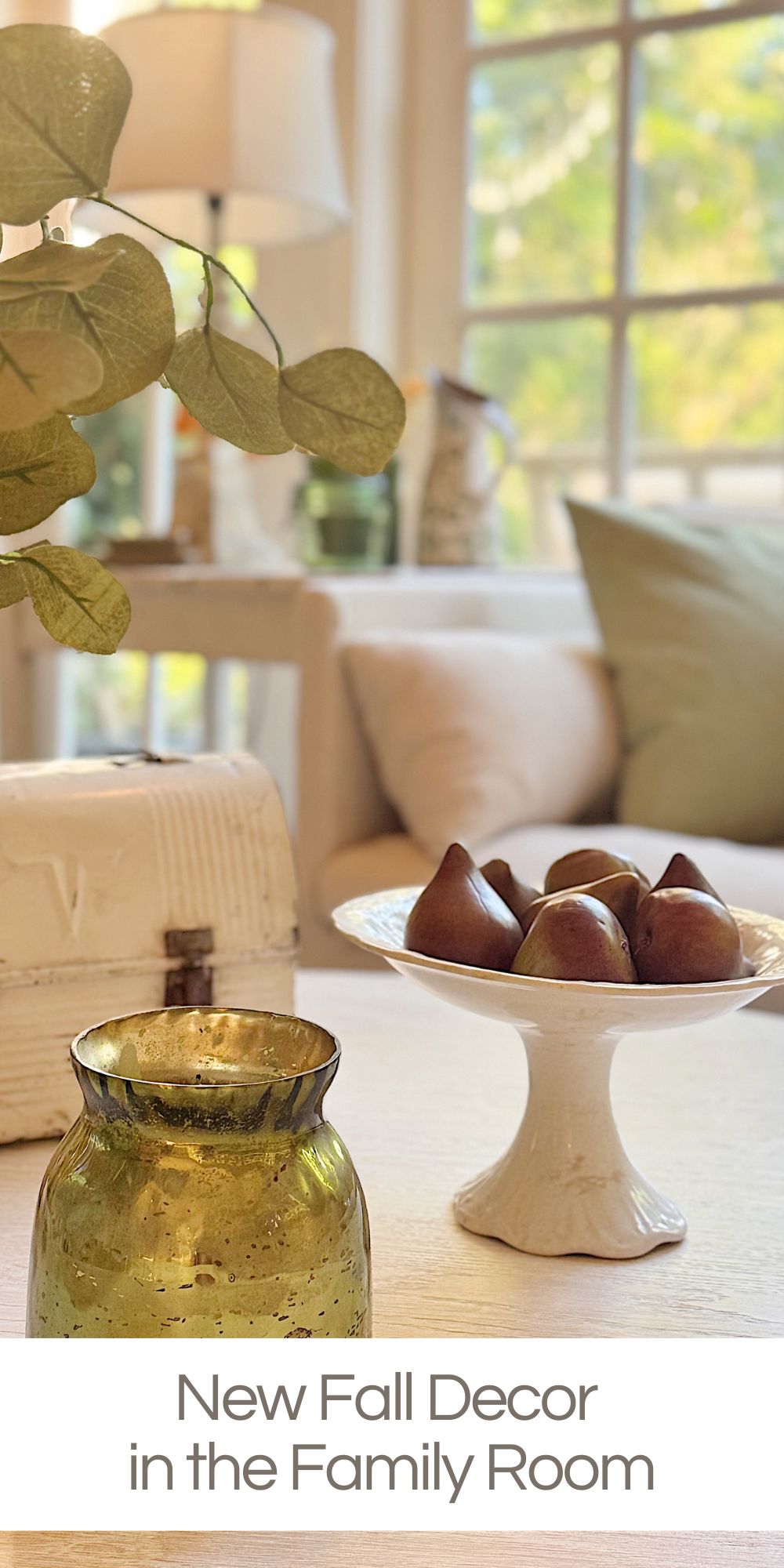 Fall is here, and you know what that means—I’ve been busy giving our family room a seasonal refresh. I love that I mainly used pre-owned fall decor in the family room.