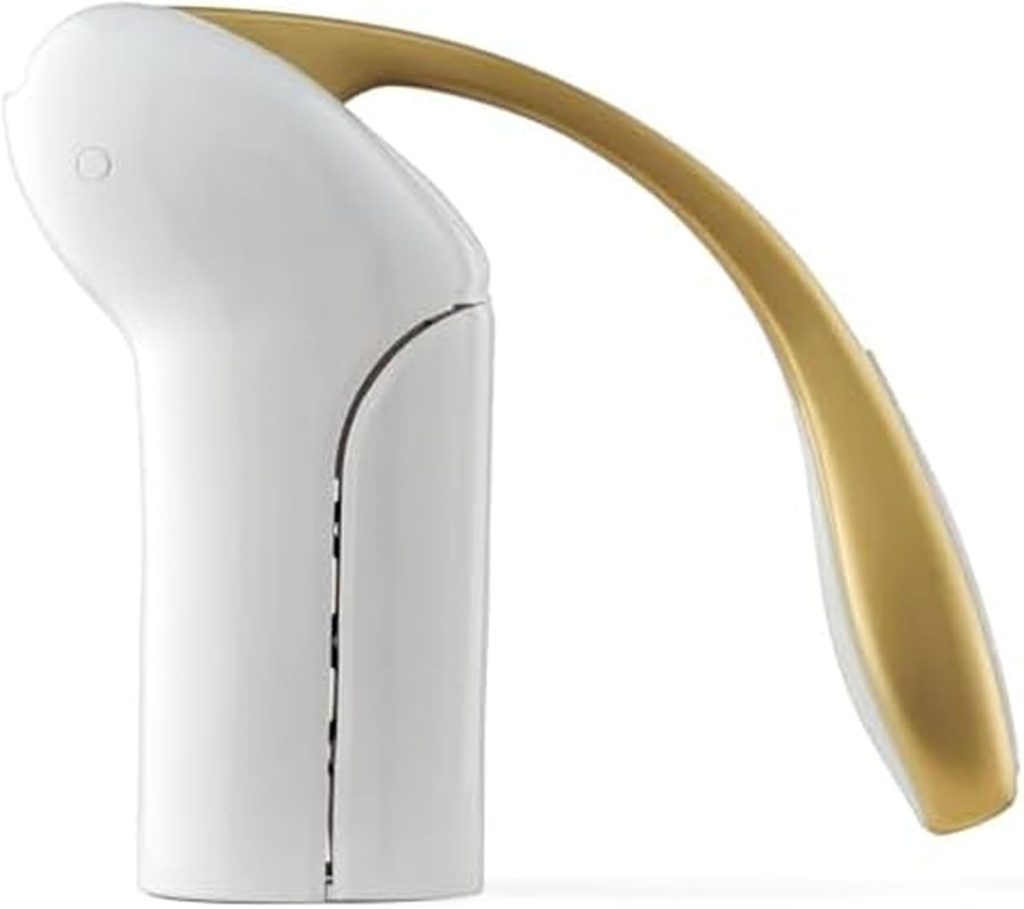 A white and gold handheld wine bottle opener with a curved handle, shown in a side view against a plain background—perfect for discovering on Amazon Prime Big Deal Days.