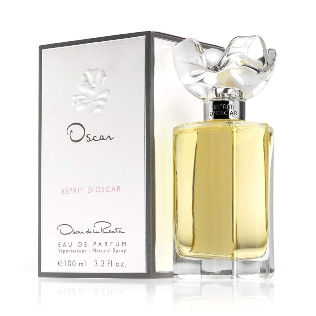 A bottle of Oscar de la Renta Esprit d’Oscar Eau de Parfum is shown in front of its box, both displaying the product name and details—perfect for gifting or treating yourself during Amazon Prime Big Deal Days.