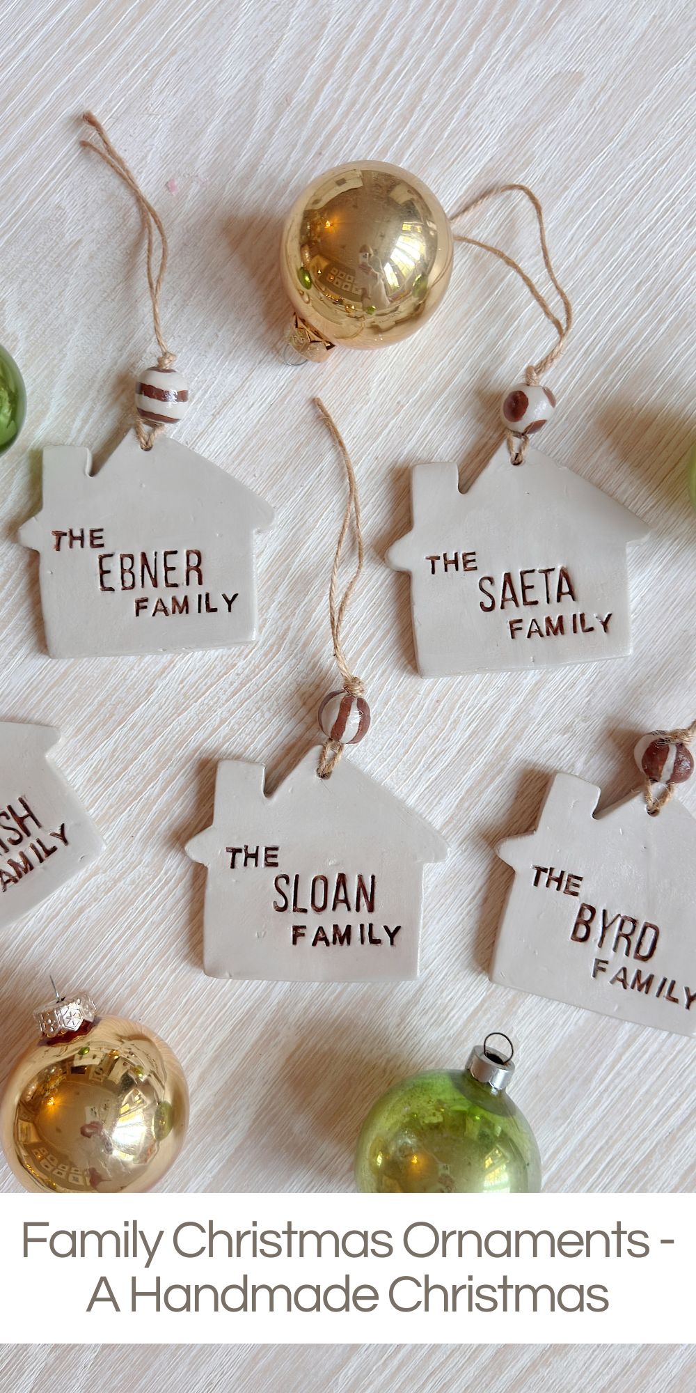 It's week eight of my 16-week series titled A Handmade Christmas, and today I am sharing homemade Family Christmas Ornaments..