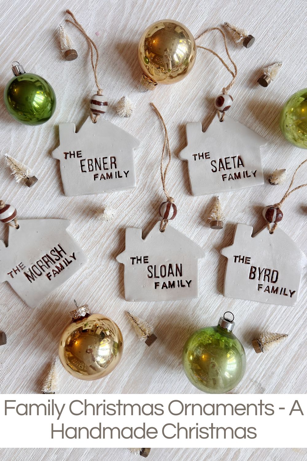 It's week eight of my 16-week series titled A Handmade Christmas, and today I am sharing homemade Family Christmas Ornaments..
