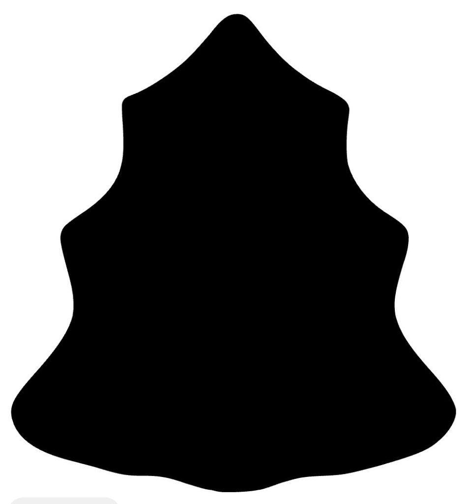 A solid black silhouette of an irregular shape with a pointed top and wavy, uneven sides, centered on a white background.