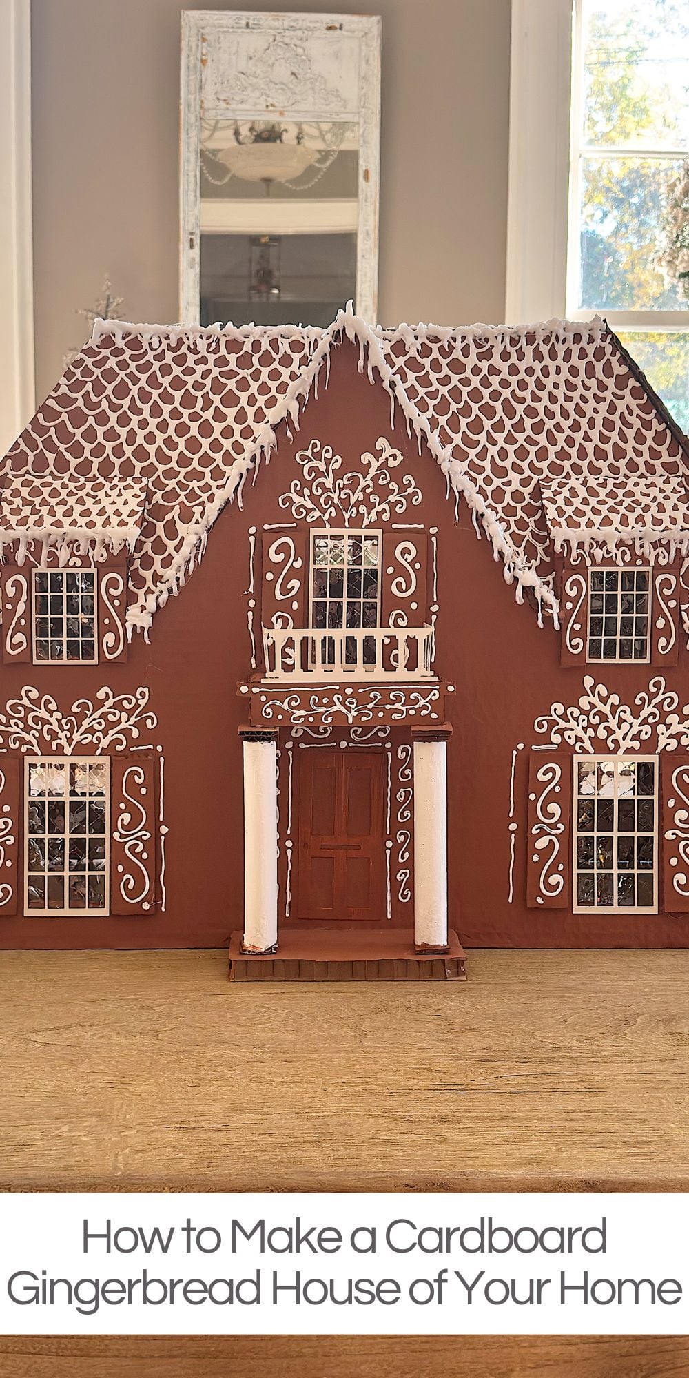 This year, I decided to take on a project I’ve dreamed about for ages: replicating our actual house in a cardboard gingerbread house.