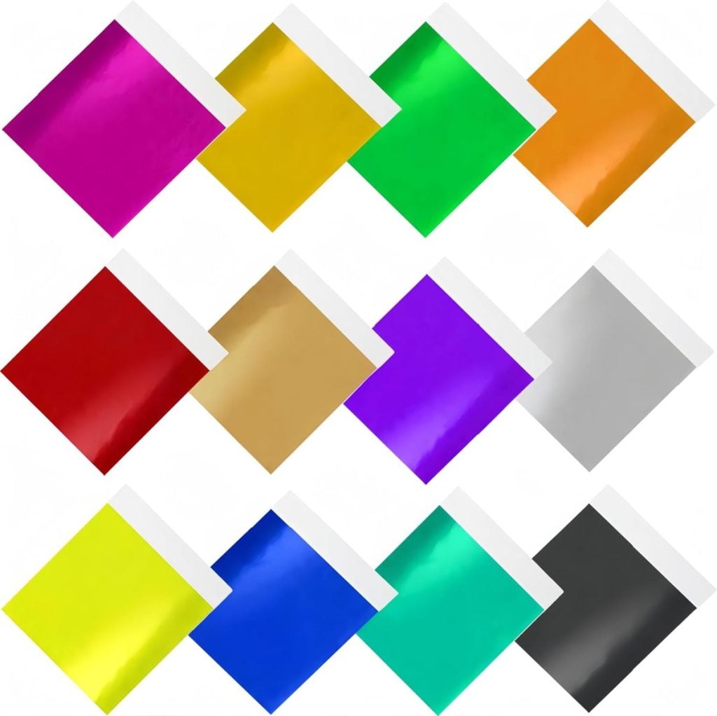 Twelve glossy poly mailers in assorted colors, arranged in a grid on a white background.