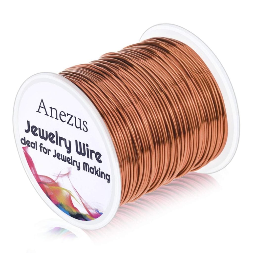 A spool of Anezus copper jewelry wire labeled "Jewelry Wire, Ideal for Jewelry Making" with a white plastic core.