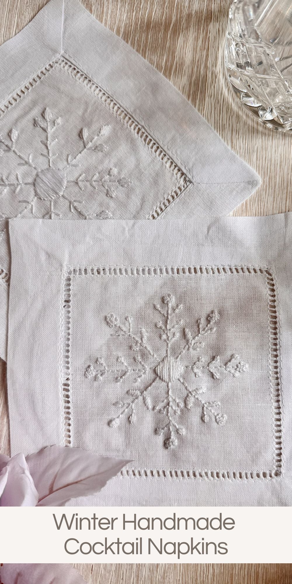 Cocktail napkins are one of those small details that instantly make winter entertaining feel more thoughtful and special, and I love finding ways to add a handmade touch to our gatherings.