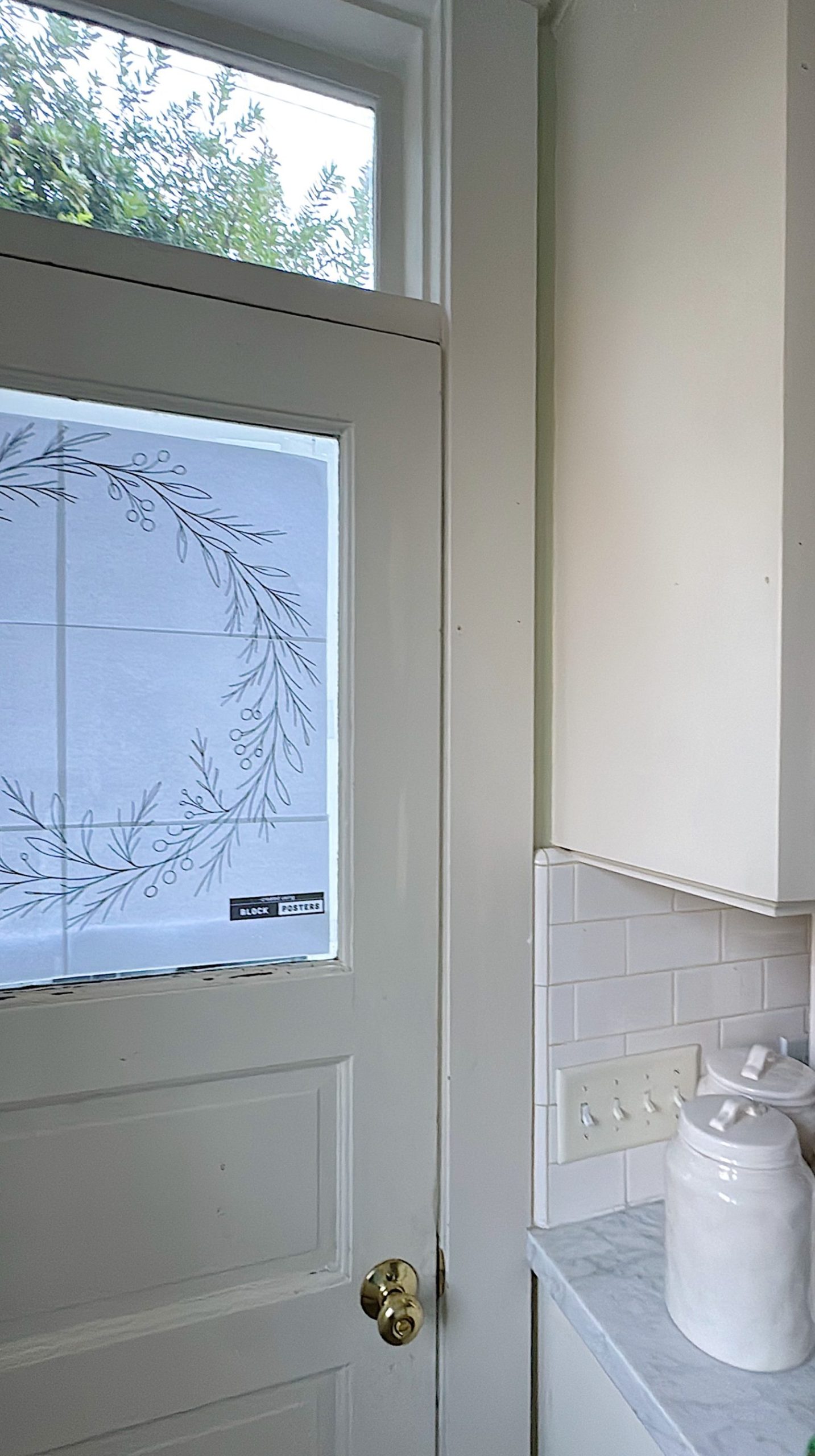 A door with a window.