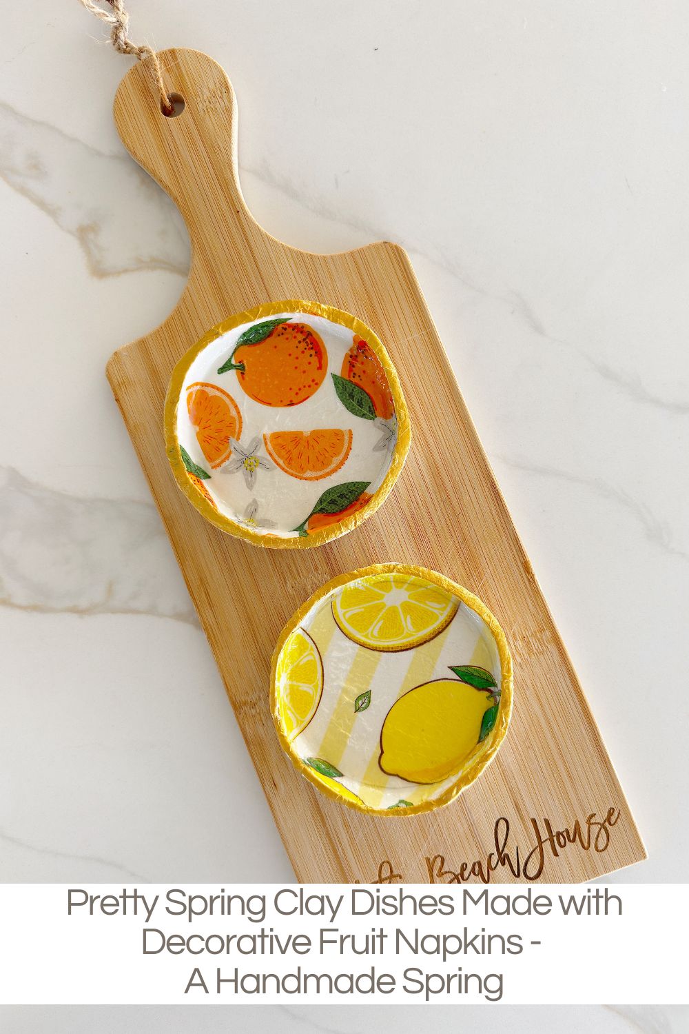 These Pretty Spring Clay Dishes Made with Decorative Fruit Napkins are cheerful, easy to make, and incredibly versatile.