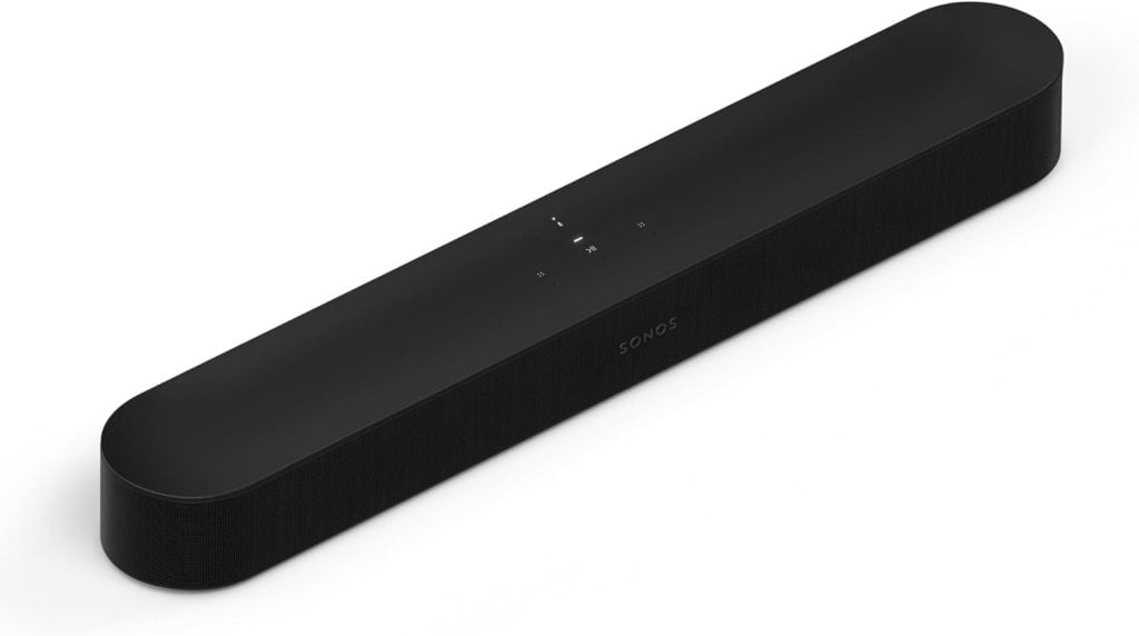A black Sonos soundbar with touch controls on top, shown on a white background&mdash;perfect for upgrading your audio setup during the Amazon Big Spring Sale.