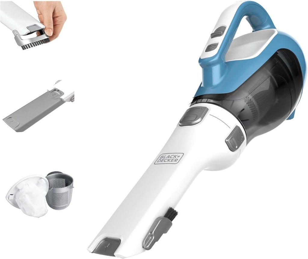 A handheld BLACK+DECKER vacuum cleaner with detachable components and accessories, featured during the Amazon Big Spring Sale&mdash;shown in use and conveniently disassembled for easy cleaning.