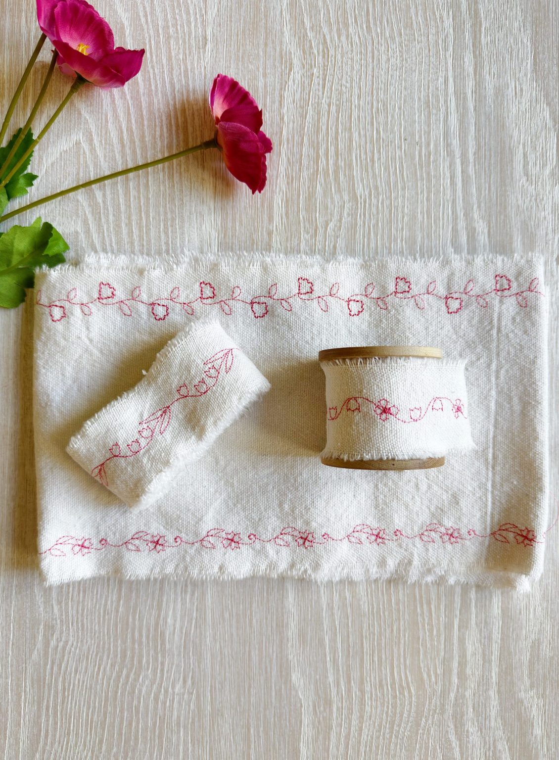 Stitched Floral Ribbon DIY - A Handmade Spring - MY 100 YEAR OLD HOME