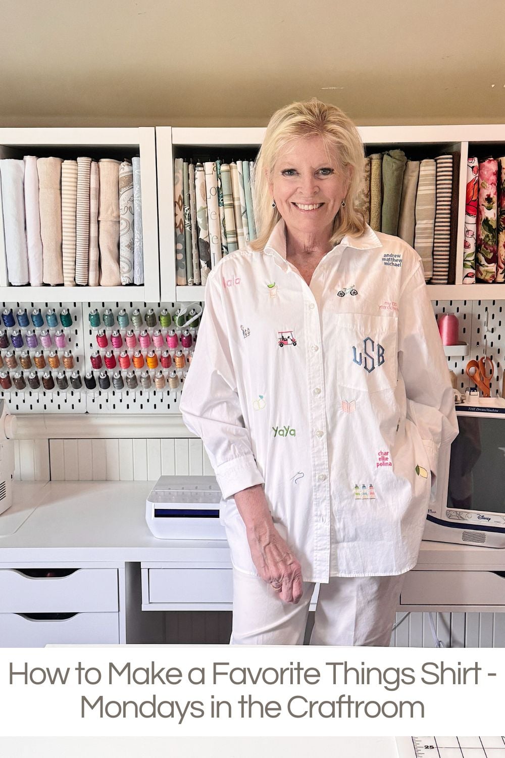 My Favorite Things Shirt is the perfect way to kick off my new series, Mondays in the Craft Room, because it combines everything I love about creating.