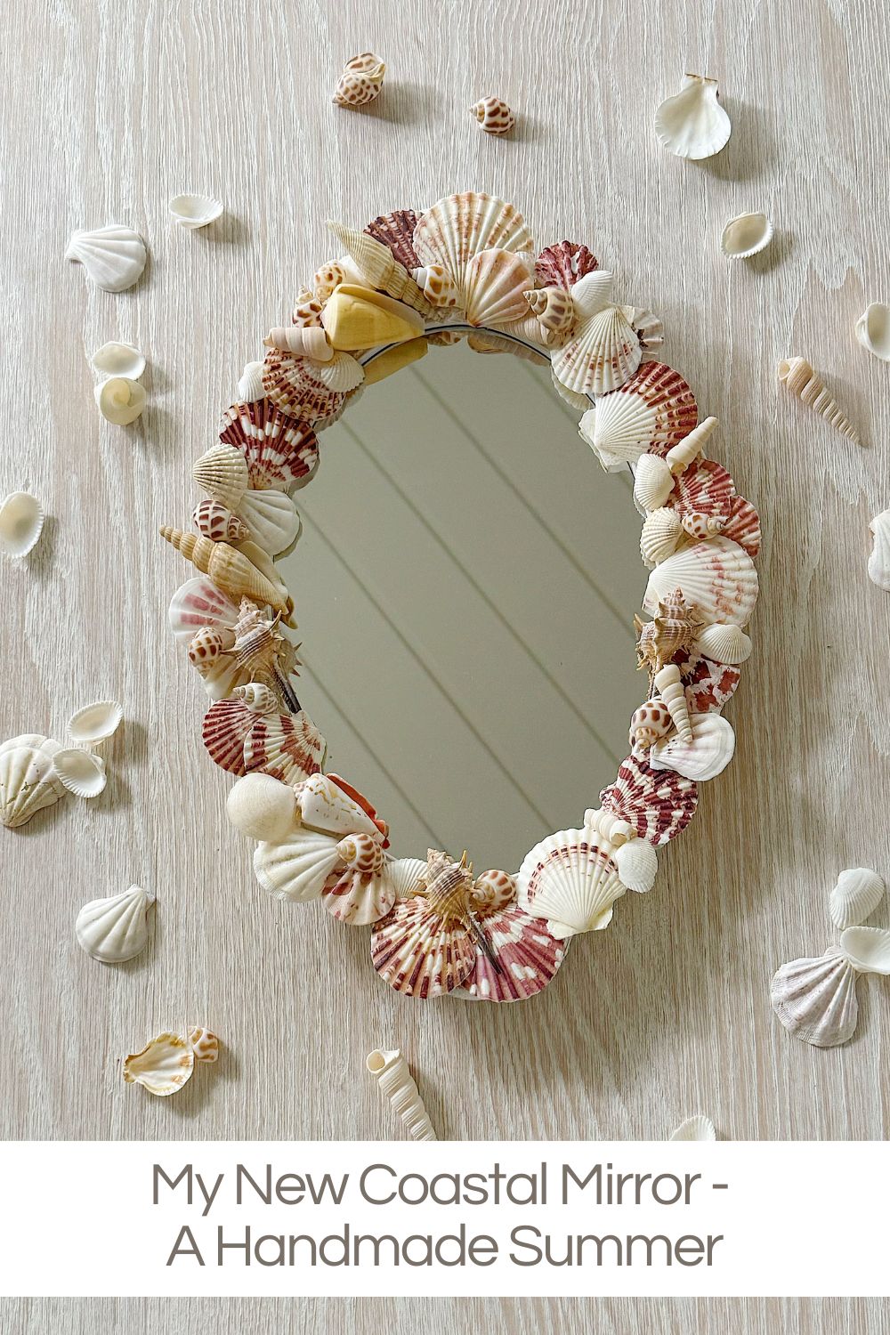 This coastal mirror is one of the easiest and most satisfying DIY projects I have created, transforming an inexpensive find into a beautiful, custom-looking coastal mirror with just paint, shells, and a glue gun.