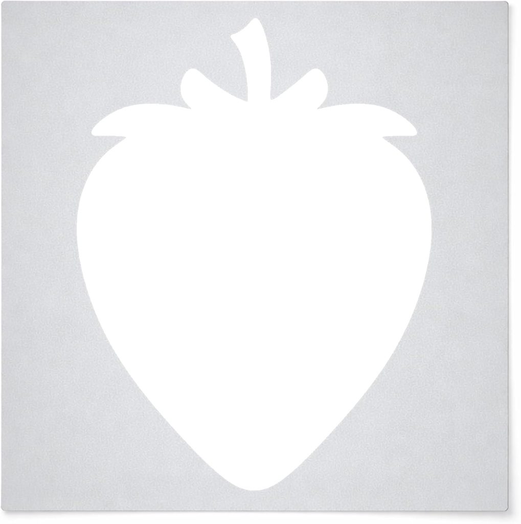 A white silhouette of a strawberry shape centered on a light gray square background.